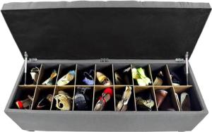 Diamond Tufted Shoe Storage Ottoman - Dark Grey