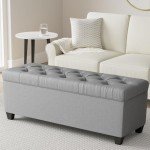 Diamond Tufted Shoe Storage Ottoman - Dark Grey