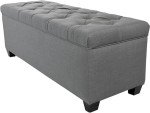 Diamond Tufted Shoe Storage Ottoman - Dark Grey