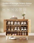 VASAGLE Boho Rattan 3-Tier Shoe Storage Cabinet