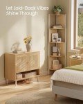 VASAGLE Boho Rattan 3-Tier Shoe Storage Cabinet