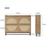Large Rattan Shoe Storage Cabinet with 4 Drawers
