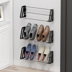 3-Pack Wall Mounted Shoe Rack for 6 Pairs