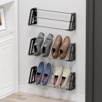 3-Pack Wall Mounted Shoe Rack for 6 Pairs