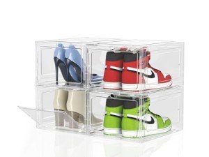 4-Pack Durable Clear Shoe Storage Boxes