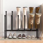Black Metal Free Standing Shoe Rack for 6 Pairs