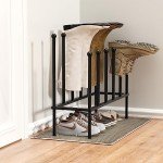 Black Metal Free Standing Shoe Rack for 6 Pairs