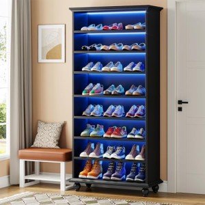 Tribesigns Slim LED Shoe Cabinet for 30 Pairs
