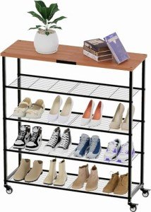 Extra Large Rolling Shoe Rack with 5 Tiers