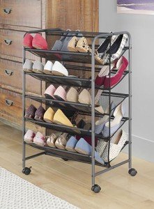 Gunmetal 5-Tier Double Sided Shoe Organizer