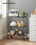 3-Tier Metal Storage Rack with Wheels - Black
