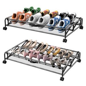 Rolling Under Bed Shoe Storage Bins, 2 Pack