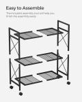 3-Tier Metal Storage Rack with Wheels - Black
