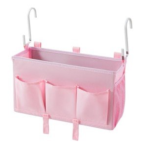 Pink Bedside Organizer Caddy with 3 Pockets