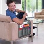 Gray Couch Caddy Organizer with 5 Pockets