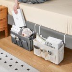 Pink Bedside Organizer Caddy with 3 Pockets