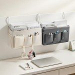 Pink Bedside Organizer Caddy with 3 Pockets