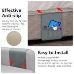 Gray Couch Caddy Organizer with 5 Pockets