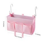 Pink Bedside Organizer Caddy with 3 Pockets