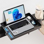 Black Clip-On Bedside Shelf with Cup Holder