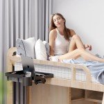 Black Clip-On Bedside Shelf with Cup Holder