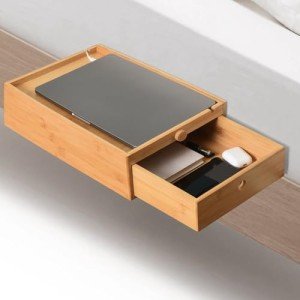 Vekkia Bamboo Bedside Shelf with Drawers for Bunks