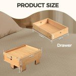 Vekkia Bamboo Bedside Shelf with Drawers for Bunks