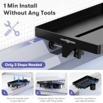 Black Clip-On Bedside Shelf with Cup Holder
