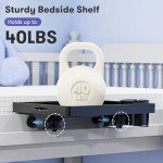 Black Clip-On Bedside Shelf with Cup Holder