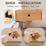 Vekkia Bamboo Bedside Shelf with Drawers for Bunks