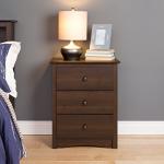 Tall Nightstand with 3 Drawers in Espresso