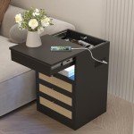 Farmhouse Nightstand with Smart Locking Gun Drawer