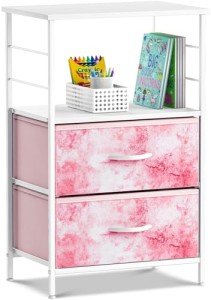2-Drawer Kids Nightstand with Fabric Bins