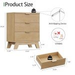 Fluted Nightstand with 3 Large Storage Drawers