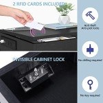 Black Nightstand with Charging Station and LED Lights