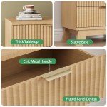 Fluted Nightstand with 3 Large Storage Drawers