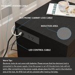 Black Nightstand with Charging Station and LED Lights
