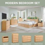 25" Tall Modern Nightstand with Charging Station