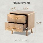 Rustic 2-Drawer Farmhouse Nightstand in Natural Wood