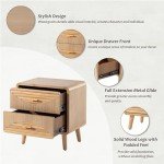 Rustic 2-Drawer Farmhouse Nightstand in Natural Wood