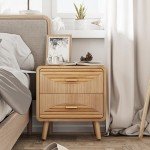 Rustic 2-Drawer Farmhouse Nightstand in Natural Wood