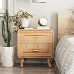 Rustic 2-Drawer Farmhouse Nightstand in Natural Wood