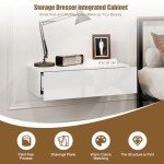 Modern White Floating Wall-Mounted Nightstand with Drawer