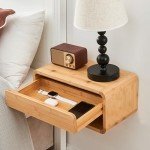 Bamboo Floating Nightstand with Drawer & Shelf