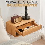 Bamboo Floating Nightstand with Drawer & Shelf