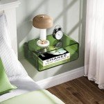 Wall-Mounted Acrylic Nightstand Shelf in Green