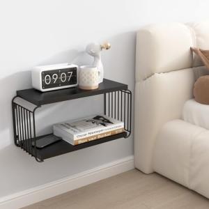 Black Floating Nightstand Shelf for Bedroom