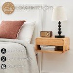 Bamboo Floating Nightstand with Drawer & Shelf