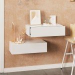 Modern White Floating Wall-Mounted Nightstand with Drawer