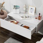 Modern White Floating Wall-Mounted Nightstand with Drawer